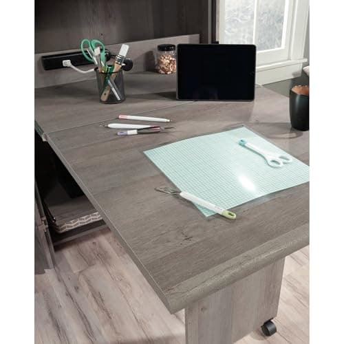 Sauder Miscellaneous Storage Craft & Sewing Armoire, L: 35.112" x W: 21.81" x H: 61.58", Mystic Oak 8