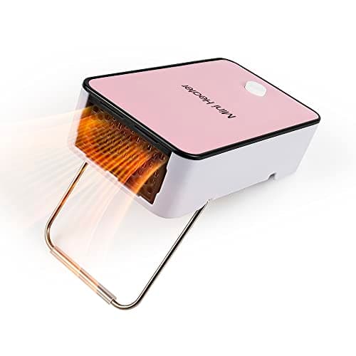 Portable Space Heater YOUCIDI Mini Desk Heater Electric Fan Air Warmer for Room/Office/Desktop Pink