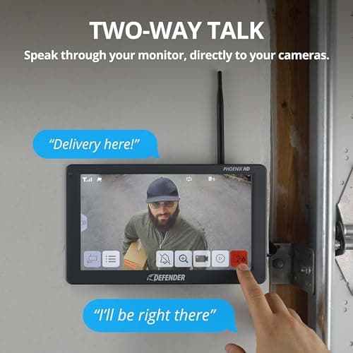 Defender PhoenixHD Wireless Security Camera System with 10.1” Touchscreen Monitor, 4 Outdoor 1080P HD Night Vision Cameras, Plug & Play, Two-Way Talk, No WiFi Required, 128GB SD Card, 2-Year Warranty 6