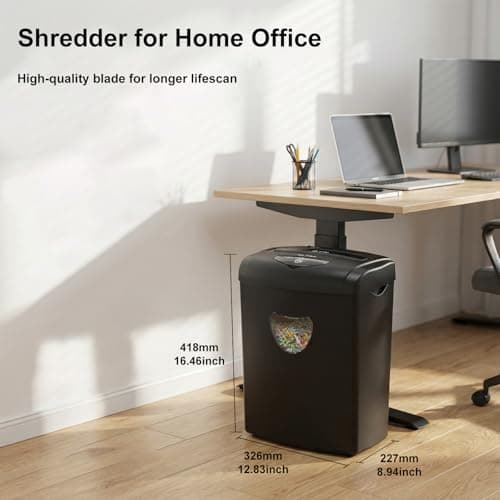 Woolsche 12-Sheet Cross Cut Paper Shredder with Large 5.55-Gallon Basket - P-4 Security, 3-Mode Shred for Cards/CDs/Staples/Clips - Jam Proof System for Office (ETL Certified) 8