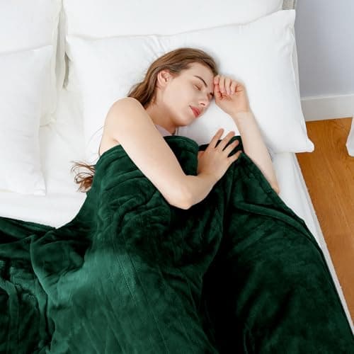 HYLEORY Heated Electric Blanket Throw, 2-Layer Cozy Warm Flannel 50" x 60", Heating Blanket with 9 Heating Levels, 2/4/6/10 Hours Auto Off, Fast Heating Winter Blanket, Green 6