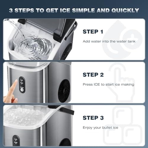 Xbeauty Nugget Ice Maker-Nugget Ice Maker Countertop Up to 35lbs of Ice a Day with Self-Cleaning,Removable Ice Basket&Scoop for Home/Kitchen/Office/Party 6