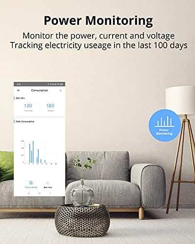 SONOFF S31 WiFi Smart Plug with Energy Monitoring, 15A Smart Outlet Socket ETL Certified, Work with Alexa & Google Home, IFTTT Supporting, 2.4 Ghz WiFi Only (4-Pack) 6