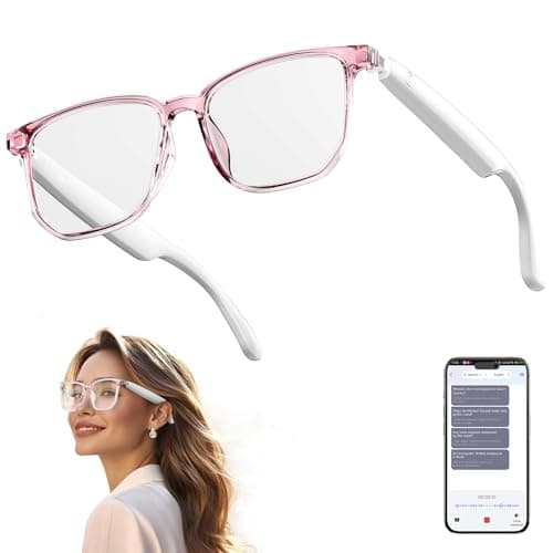 AI Smart Glasses, Bluetooth 5.4 Translation Glasses with 144 Language & Accents, Blue Light Filtering Lenses, Multifunctional Smart Glasses for Men Women, Travel Meeting Trade Business HY-C8 White