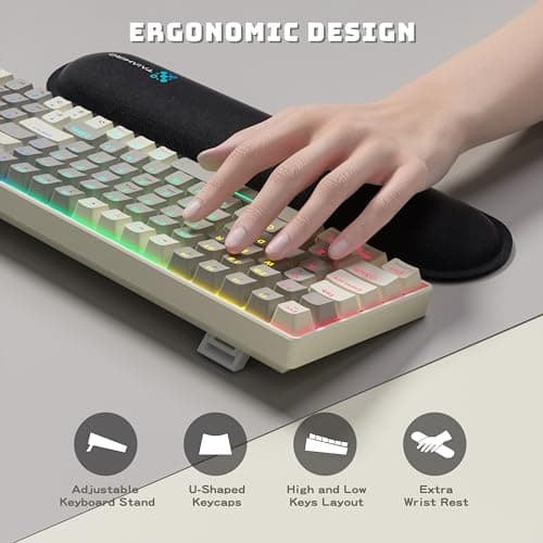 Creamy Mechanical Keyboard Wireless - 100 Keys Hot-Swappable Retro Design, Silent Linear Switches, 3-Mode (BT/2.4G/USB-C), RGB Backlit, 3000mAh, Ergonomic Wrist Rest for Win/Mac Gaming & Typing 5
