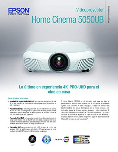 Epson Home Cinema 5050UB 4K PRO-UHD 3-Chip Projector with HDR,White 8