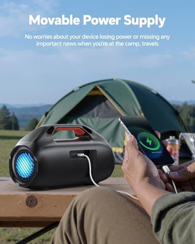 dbsono 100W Bluetooth Speaker, Outdoor Wireless Boombox with Powerful Bass, RGB Lights, IPX7 Waterproof|30H Playtime|USB-C|TWS|AUX, Portable for Party, Camping, Pool, Beach, Backyard-Black 9