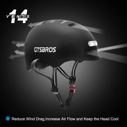 GTSBROS Adult Bike Helmet with Light - Front and Rear LED Lights Adjustable Mountain & Road Bicycle Helmets for Adults Men Women Cycling Helmets for Commuting, Biking 5