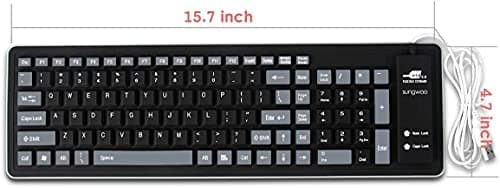 sungwoo Foldable Silicone Keyboard USB Wired Waterproof Rollup Keyboard for PC Notebook Laptop (Black+Grey) 5