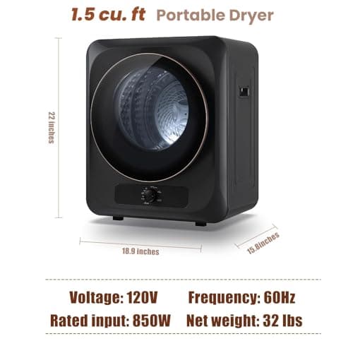 Auertech Portable Washer and Dryer Combo Set, 18 lbs Fully Automatic Washing Machine, 1.5CuFt Portable Dryers, Compact Washer and Dryer for Apartment, RV, Dorm 7