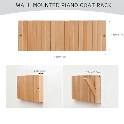 yaochuforest Coat & Hat Hooks Wall Mount with Key Holder, Wall Mounted Coat Rack with 9 Retractable Hangers, Solid Wood Slim Key Holder for Entryway, 17in Natural Finish 5