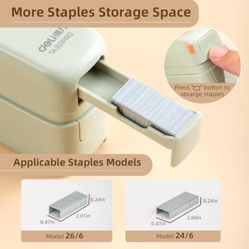 deli Stapler, Desktop Staplers with Integrated Staple Remover, 45 Sheet Capacity Office Stapler, Green 6