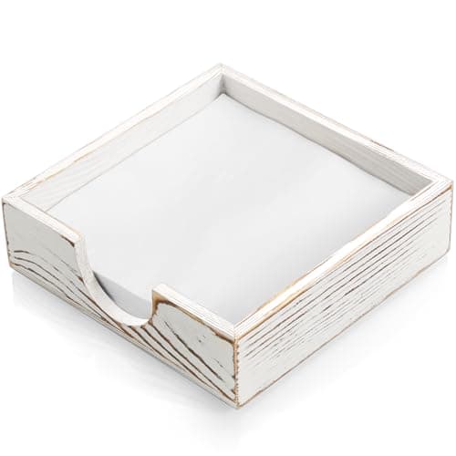 Napkin Holder for Table, White Washed Wood Napkins Holders For Paper Napkins, Flat Napkin Holder for Luncheon, Napkin Holders for Kitchen Dinner Decor, Napkin Dispenser for Indoor & Outdoor Use