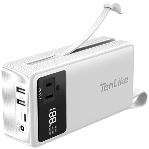 Power Bank with AC Outlet 99.9Wh Portable Power Stationr Camping Essentials Small Electric Generator Large Lithium Battery with 110V 80W Rated AC Plug in Output 60W Type-C Outdoor Emergency, White