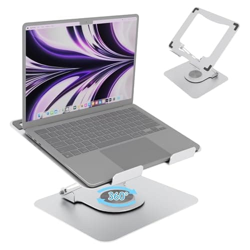 Adjustable Laptop Stand for Desk,Portable Laptop Holder with 360° Rotating Base,Ergonimic Foldable Laptop Riser, Compatible with MacBook Air/Pro,HP,Dell,Lenovo and All Laptops(10-17 inch),White