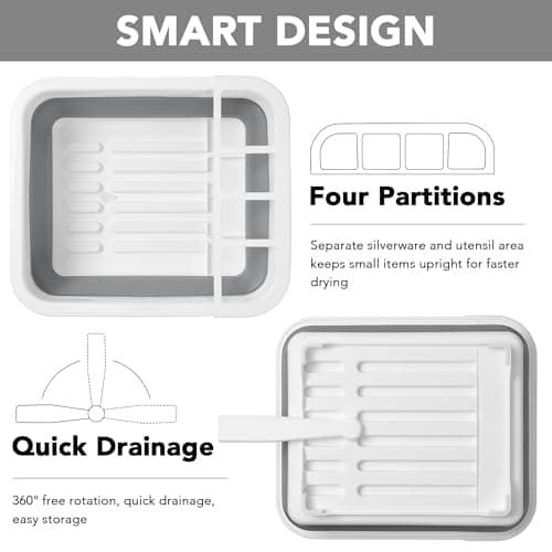 Tiawudi Collapsible Dish Drying Rack, Pop Up Dinnerware Drainer, Portable Plate Organizer for Kitchen RV Campers Travel Trailer, Space Saving Kitchen Storage Tray 5