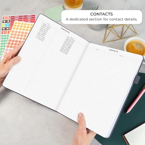 Clever Fox Appointment Book – Hourly Schedule Planner with 15-Minute Increments – Time Box Planner for Daily Work & To-Dos – Weekly & Monthly Spreads, Undated, Hardcover, 8.3x11″ (Silver Black) 5