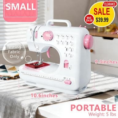 Portable Sewing Machine for Beginners – Clearance! 12 Built-in Stitch Options, Adjustable 2-Speed Foot Pedal, LED Sewing Light, and 32 Color Thread Kit – Ideal for Home Sewing – Only $39.99 8