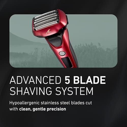 Panasonic ARC5 Electric Razor for Men Face, Wet & Dry Shavers for Men with Foil Shaver, Pop-up Trimmer, Ultra-Fast 5-Blade, Smart Shave Sensor, 16D Flexible Pivoting Head - ES-ALV6HR (Red) 3