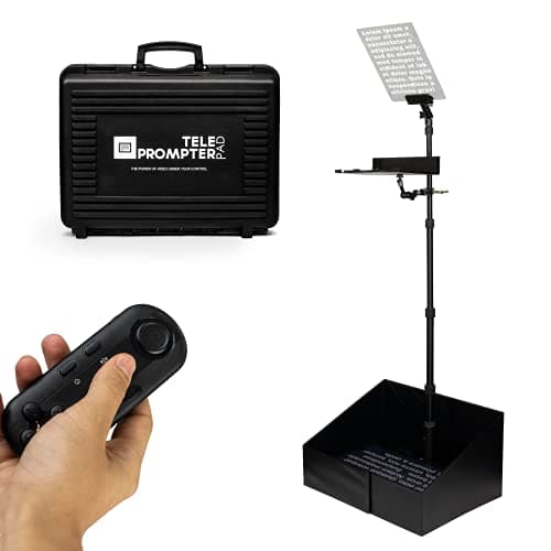 TELEPROMPTER PAD iPresent PRO Portable Presidential Teleprompter for iPad Tablet & Monitor with Remote Control, Hardcase & APP, Live Events Public Speaking & Conference, Speech Prompter Stage Autocue