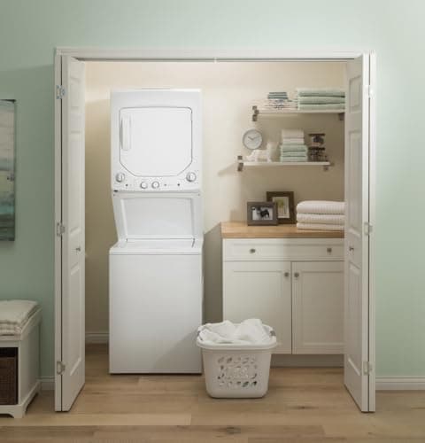 GE Unitized Spacemaker® 3.8 Cu. Ft. Washer and 5.9 Cu. Ft. Electric Dryer Laundry Center, 27-Inch, White – GUD24ESSMWW 9