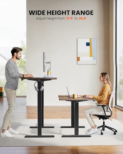 ErGear Electric Standing Desk, 55 x 28 inch Height Adjustable Sit Stand Up Desk, Computer Home Office Desk with 4 Memory Height Buttons, Two Pieces Desktop, Vintage Brown, EGESD112V 5