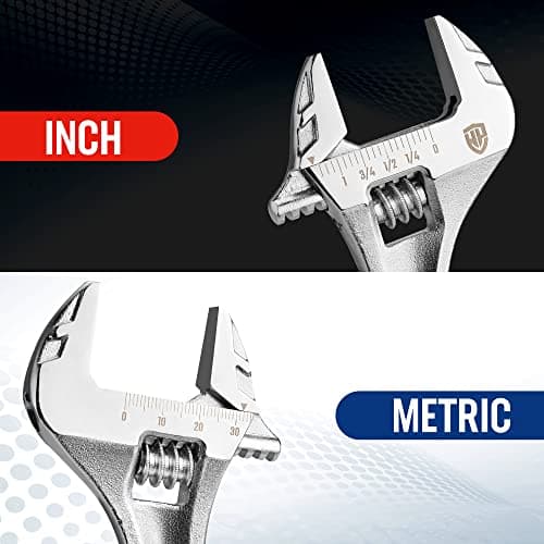 WORKPRO Adjustable Wrench, 8-inch Heavy Duty Spanner with Inch/Metric Scale, Premium Cr-V Steel, Chrome Plated 6