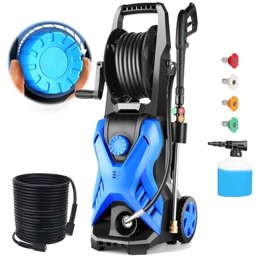 commowner 5000PSI Pressure Cleaner Power Cleaner with 33FT Hose, 4 Nozzle and 500ML Foam Cannon, Cleaner Machine for Home, Car Washing, Fence Cleaning, Patio, Blue
