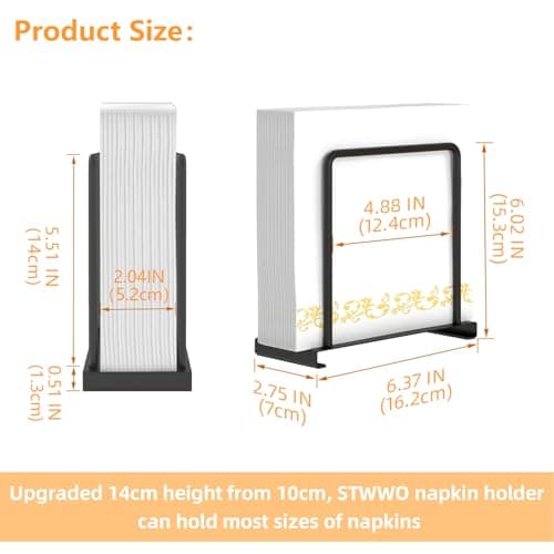Napkin Holder for Table, Metal Napkin Holder for Kitchen Dining, Standing Paper Napkin Storage for Table Countertop, Black 5