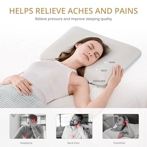 EGOHOME Bed Pillow Standard Size - Memory Foam Made in USA - for Side, Back and Stomach Sleepers, Neck Support with Washable & Removable Cover, Medium Soft, 1 Pack 7
