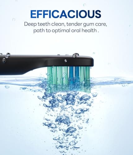 Bymore Electric Toothbrush for Adults, Sonic Rechargeable Toothbrush with 8 Brush Heads, 330-Day Battery, 5 Cleaning Modes & 2-Min Timer, Travel-Friendly Ultra Clean Design – Black 5