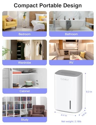 CLEVAST Small Dehumidifier, white, CL-dh04 7
