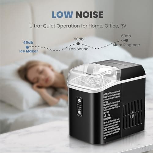 Dumos Nugget Ice Makers,Portable Ice Machine Countertop Ready in 6 Mins, 1.55L Water Tank, Self-Cleaning, for Office, Party, RV, Home, Black 5