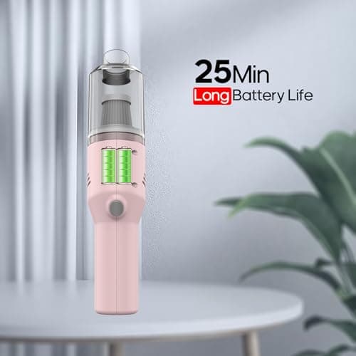 Auloea Portable Mini Car Vacuum Cleaner Pink, High Power Cordless(400g) Handheld Rechargeable Vacuum Cleaner for Desk V06 5
