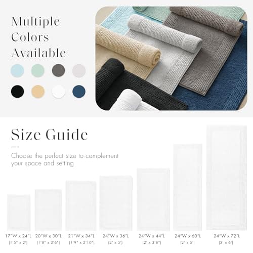 Madison Park Splendor Reversible 100% Cotton Tufted Bathroom Rug-3000 GSM Hotel Quality Luxurious Plush Medium Pile Bath Mat Absorbent, Quick Dry, Shower Room Décor, 21x34, White 5