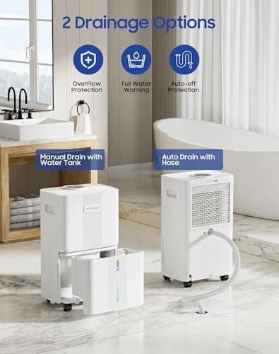 Dehumidifier for Home,Basement,Bathroom, Bedroom 21 Pint 1600 Sq ft Portable Quiet Small Dehumidifiers with Drain Hose Intelligent Humidity Control,3 Modes,24H Timer,Auto Defrost（21 Pint） 5