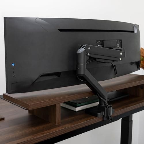 Desky Heavy Duty Ultrawide Monitor Arm – Adjustable Gas Spring Desk Mount for 17–49" Monitors, VESA 75/100, 44 lbs Capacity – White 9