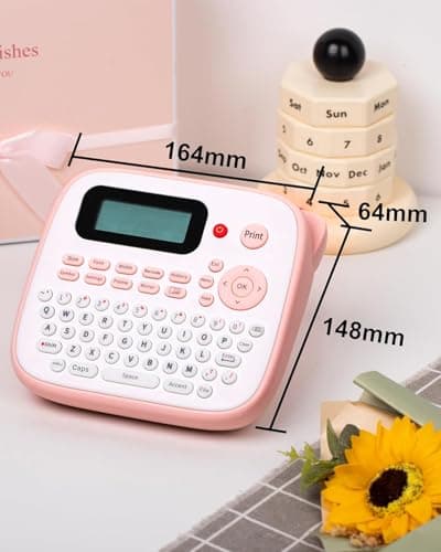 Vixic Pink Label Maker, D210S Label Maker with Tapes Waterproof, Handheld Label Makers Labeler Includes USB-C for Power, Easy-to-Read Screen, Multiple Fonts Icons Frames for Home Office Organization 9