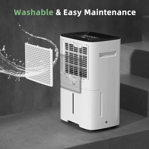 HOGARLABS 30 Pint Dehumidifiers for Home and Basements, with 3 Working Modes, Overflow Protection, and Auto Shut off Restart. Ultra Silent Dehumidifier with Drain Hose and Digital Control Panel. 8