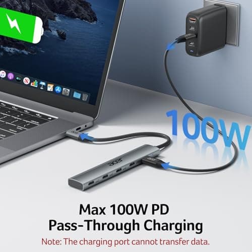 Acer 10 Gbps USB C Hub, USBC Splitter with 4*USB C 3.2 and 100W PD Port, Fast Transfer Type-C Multiport Adapter Compatible with MacBook Pro/M2/M1, iPad, Surface Pro, XPS【No Video Output】 9