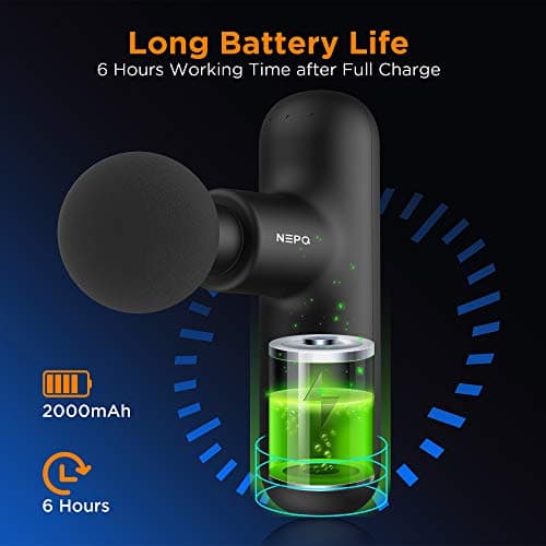 NEPQ Mini Massage Gun, Powerful Fascial Gun Portable Deep Tissue Percussion Muscle Back Head Massager for Pain Relief with 4 Massage Heads High-Intensity Vibration Rechargeable Small Massage Gun 5