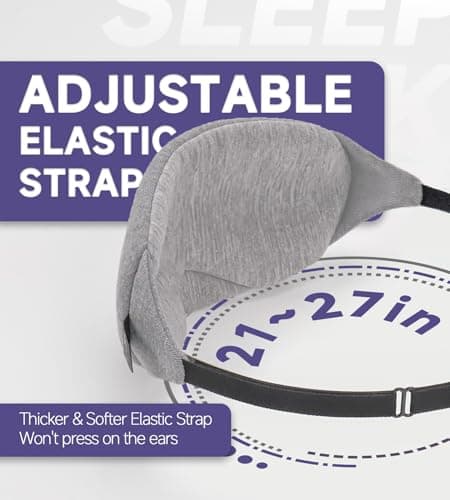 Mavogel Cotton Sleep Eye Mask - Updated Design Light Blocking with Adjustable Nose Bridge, Soft and Comfortable Night Eye Mask for Men Women, Eye Blinder for Shift Work, Includes Travel Pouch, Grey 7