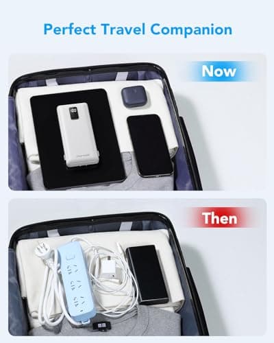 charmast Portable Charger with Built-in Cables and Plug, 10000mAh USB C Power Bank Fast Charging, External Battery Pack Slim, Travel Essentials Compatible with iPhones, Samsung Galaxy, iPad 6