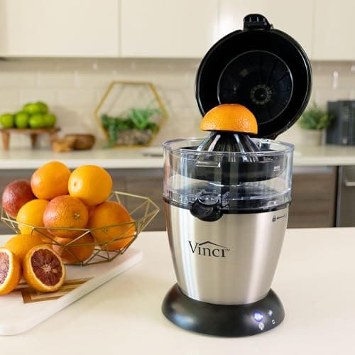 Vinci Hands Free Electric Citrus Juicer, 1-Button Juicer Machine, Orange Lime Grapefruit Lemon Squeezer, Easy to Clean Orange Juicer Squeezer, Black/Stainless Steel 9