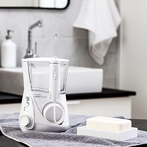 Waterpik Whitening Professional Water Flosser, Electric Power With 10 Settings, 30 Whitening Tablets, Whitens Teeth Gently, White WF-05 6