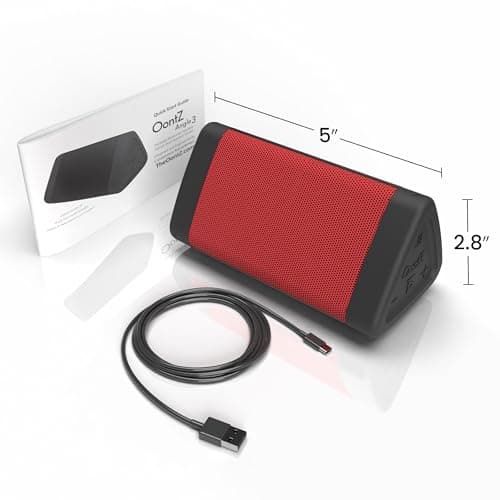 OontZ Angle 3 (4th Gen) – Portable Bluetooth Speaker, 12W Stereo Sound, 24 Hour Playtime, Rich Bass, 100 Foot Wireless Range, Waterproof, Home, Outdoor, Travel, Great Gift (Red) 8