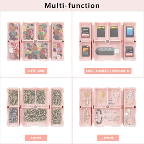 FYY Daily Pill Organizer, 7 Compartments Portable Pill Case Travel Pill Organizer,[Folding Design] Pill Box for Purse Pocket to Hold Vitamins,Cod Liver Oil,Supplements and Medication-Pink 8