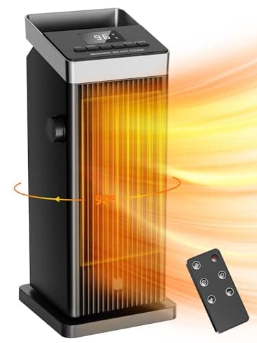 BREEZOME Space Heater, 1500W Fast Heating Heaters for Indoor Use, Portable Ceramic Electric Heaters for Home with Thermostat, 90° Oscillating, Remote