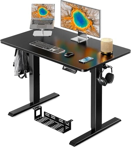 ErGear Whole Piece Standing Desk, 40x24 inch Adjustable Stand Up Desk with Cable Management Tray, Electric Computer Workstation for Home Office, Black, EGESD63B