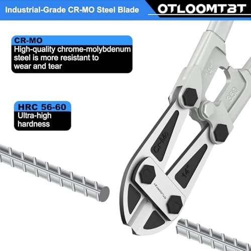 OTLOOMTBT 14 In Industrial Bolt Cutter - Chromium Molybdenum Steel, Lightweight & Portable, Heavy Duty for Locks/Chains/Fences - Ergonomic Design, Long Lifespan for Construction Workers, Locksmiths 5